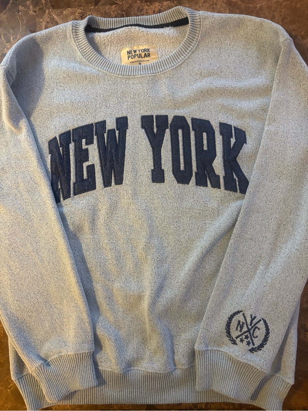 New York Popular Light Blue Crewneck Sweatshirt